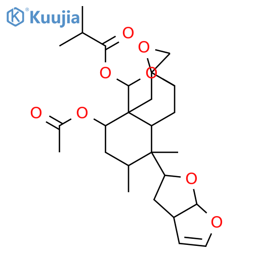 5-(acetyloxy)-7,8-dimethyl-8-(2,3,3a,6a-tetrahydrofuro[2,3-b]furan-2-yl)hexahydro-2H-spiro[2,4a-(epoxymethano)naphthalene-3,2'-oxiran]-9-yl 2-methylpropanoate structure