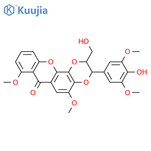 7H-1,4-Dioxino[2,3-c]xanthen-7-one,2,3-dihydro-3-(4-hydroxy-3,5-dimethoxyphenyl)-2-(hydroxymethyl)-5,8-dimethoxy-(9CI) structure