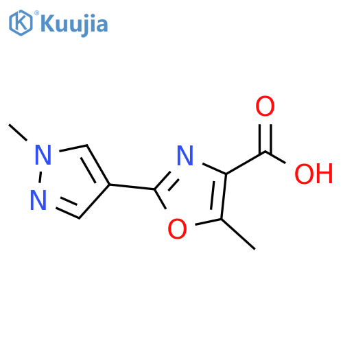 5-methyl-2-(1-methyl-1H-pyrazol-4-yl)-1,3-oxazole-4-carboxylic acid structure