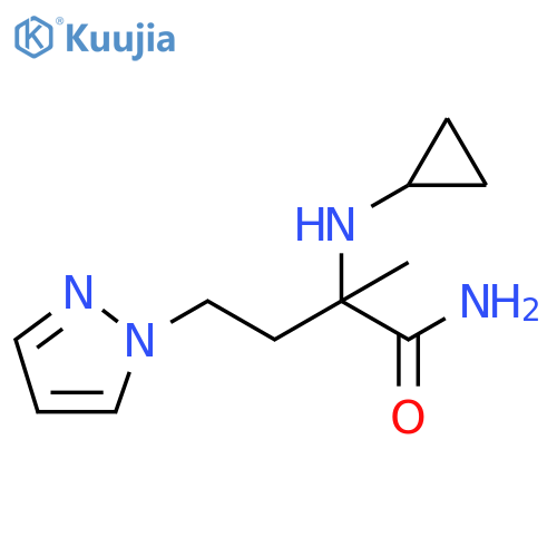 2-(cyclopropylamino)-2-methyl-4-(1H-pyrazol-1-yl)butanamide structure