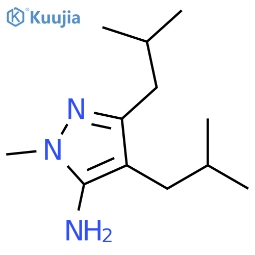 1-methyl-3,4-bis(2-methylpropyl)-1H-pyrazol-5-amine structure