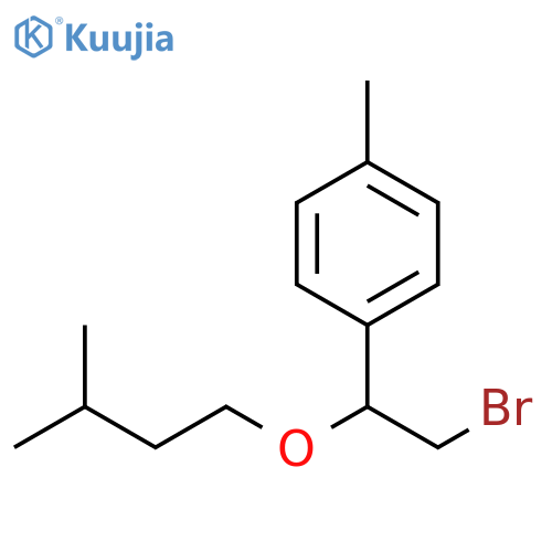 1-2-bromo-1-(3-methylbutoxy)ethyl-4-methylbenzene structure