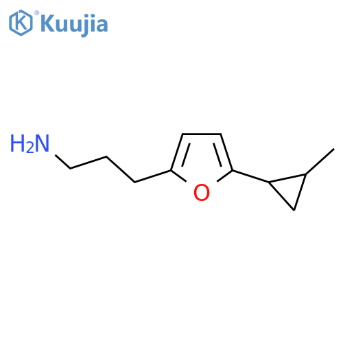 3-5-(2-methylcyclopropyl)furan-2-ylpropan-1-amine structure