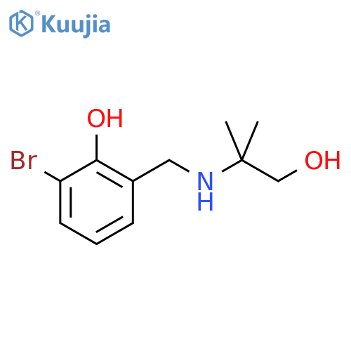 2-bromo-6-{(1-hydroxy-2-methylpropan-2-yl)aminomethyl}phenol structure