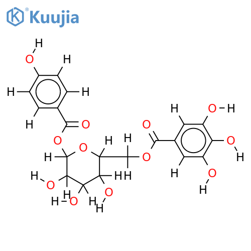 1-O-p-hydroxybenzoyl-6-O-galloyl-beta-D-glucoside structure