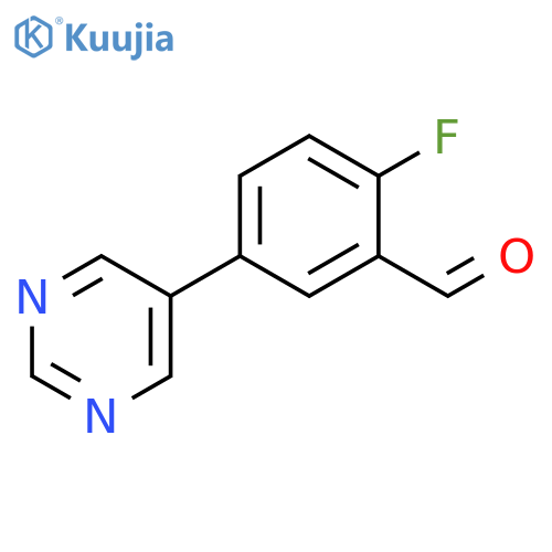 2-fluoro-5-(pyrimidin-5-yl)benzaldehyde structure