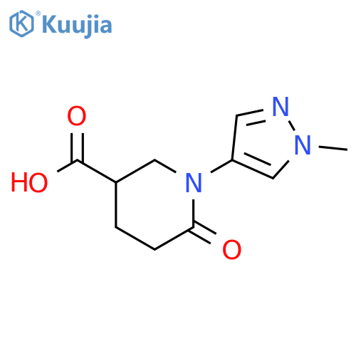 1-(1-methyl-1H-pyrazol-4-yl)-6-oxopiperidine-3-carboxylic acid structure