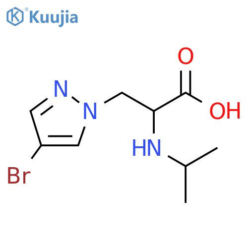3-(4-bromo-1H-pyrazol-1-yl)-2-(propan-2-yl)aminopropanoic acid structure