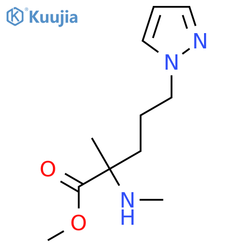 methyl 2-methyl-2-(methylamino)-5-(1H-pyrazol-1-yl)pentanoate structure