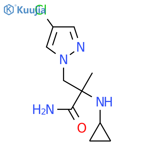 3-(4-chloro-1H-pyrazol-1-yl)-2-(cyclopropylamino)-2-methylpropanamide structure