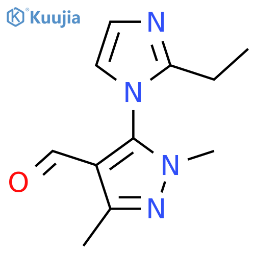 5-(2-ethyl-1H-imidazol-1-yl)-1,3-dimethyl-1H-pyrazole-4-carbaldehyde structure