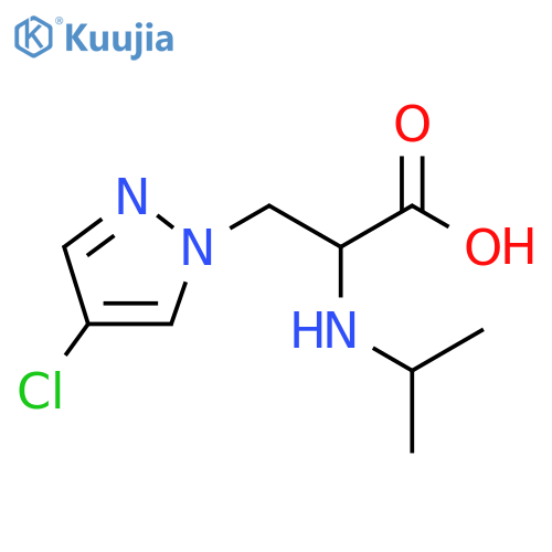 3-(4-chloro-1H-pyrazol-1-yl)-2-(propan-2-yl)aminopropanoic acid structure