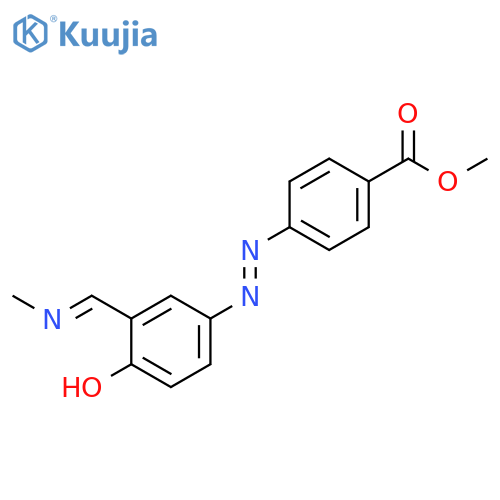 Benzoic acid, 4-[(1E)-2-[4-hydroxy-3-[(E)-(methylimino)methyl]phenyl]diazenyl]-, methyl ester structure