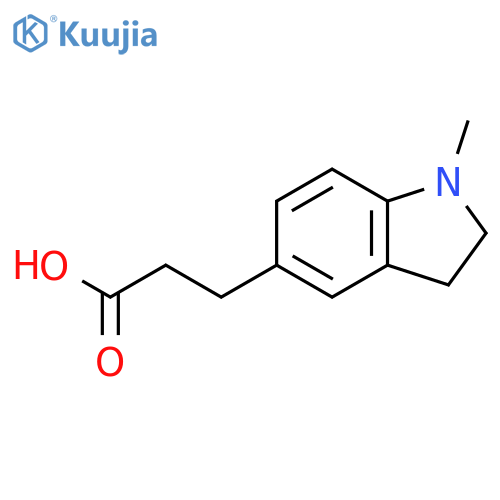 3-(1-methyl-2,3-dihydro-1H-indol-5-yl)propanoic acid structure