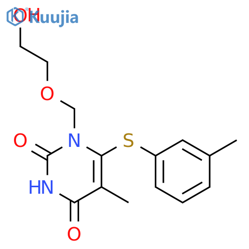 2,4(1H,3H)-Pyrimidinedione,1-[(2-hydroxyethoxy)methyl]-5-methyl-6-[(3-methylphenyl)thio]- structure