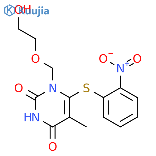 2,4(1H,3H)-Pyrimidinedione,1-[(2-hydroxyethoxy)methyl]-5-methyl-6-[(2-nitrophenyl)thio]- structure