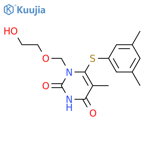 2,4(1H,3H)-Pyrimidinedione,6-[(3,5-dimethylphenyl)thio]-1-[(2-hydroxyethoxy)methyl]-5-methyl- structure