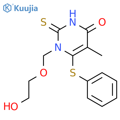 4(1H)-Pyrimidinone,2,3-dihydro-1-[(2-hydroxyethoxy)methyl]-5-methyl-6-(phenylthio)-2-thioxo- structure