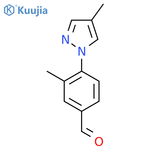 3-methyl-4-(4-methyl-1H-pyrazol-1-yl)benzaldehyde structure