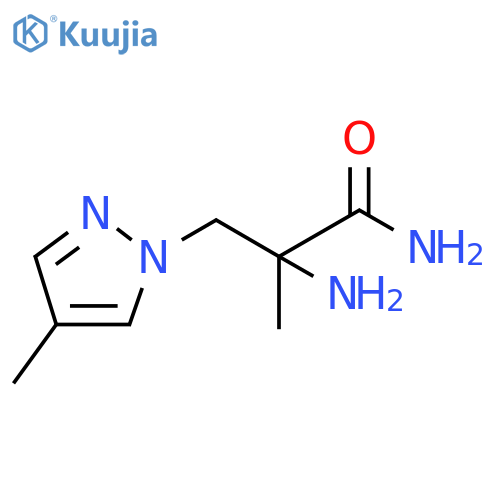 2-amino-2-methyl-3-(4-methyl-1H-pyrazol-1-yl)propanamide structure