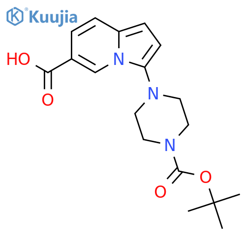 3-4-(2-methylpropan-2-yl)oxycarbonylpiperazin-1-ylindolizine-6-carboxylic acid structure