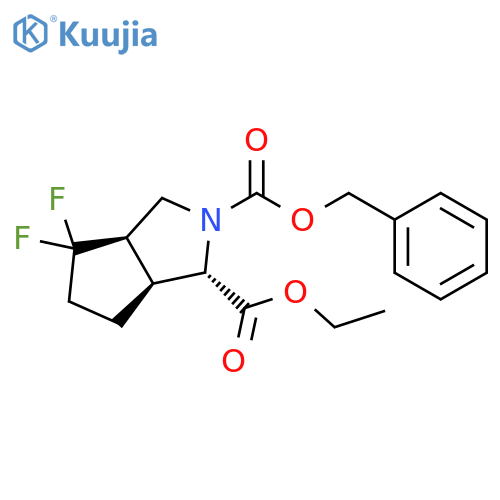 Ethyl 2-Cbz-3a-,6a-Dihydrogen-4,4-difluoro-hexahydro-cyclopenta[c]pyrrole-1-carboxylate structure