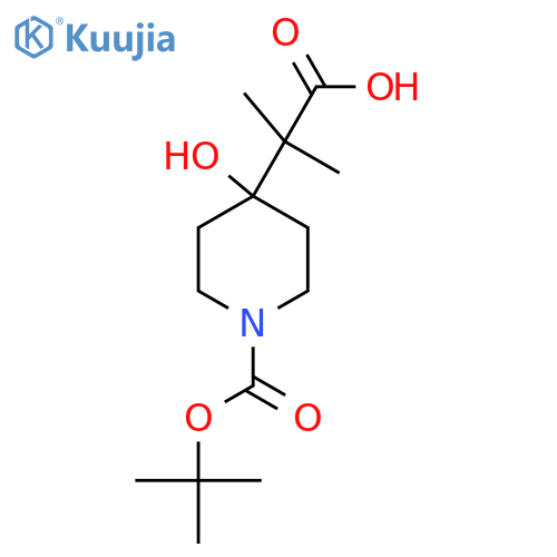 2-{1-(tert-butoxy)carbonyl-4-hydroxypiperidin-4-yl}-2-methylpropanoic acid structure