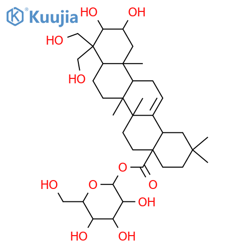 Olean-12-en-28-oic acid, 2,3,23,24-tetrahydroxy-, β-D-glucopyranosyl ester, (2α,3β)- structure