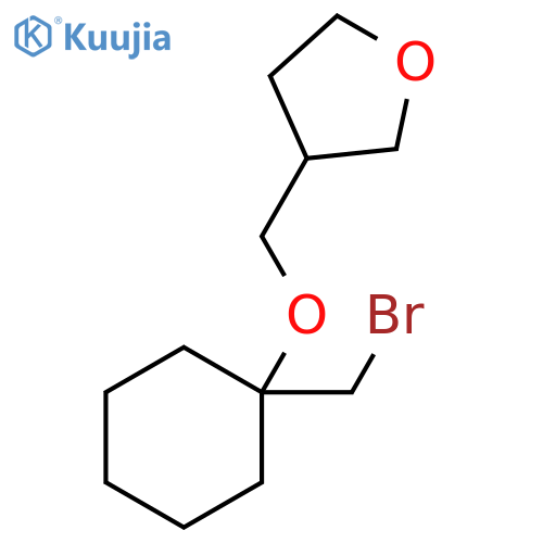 3-({1-(bromomethyl)cyclohexyloxy}methyl)oxolane structure