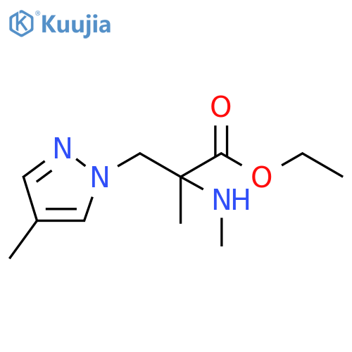 ethyl 2-methyl-3-(4-methyl-1H-pyrazol-1-yl)-2-(methylamino)propanoate structure