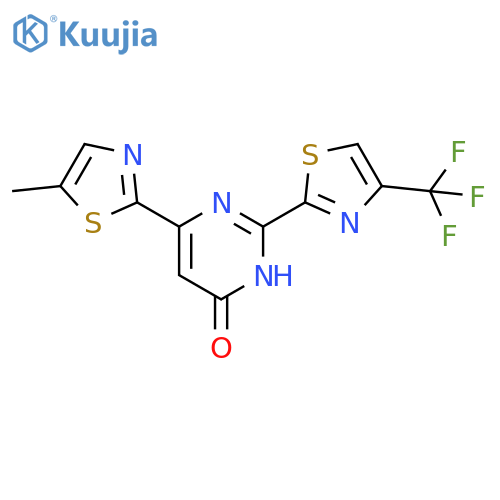 6-(5-methylthiazol-2-yl)-2-(4-trifluoromethylthiazol-2-yl)pyrimidin-4-ol structure