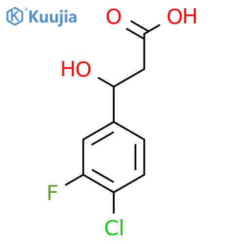 3-(4-chloro-3-fluorophenyl)-3-hydroxypropanoic acid structure