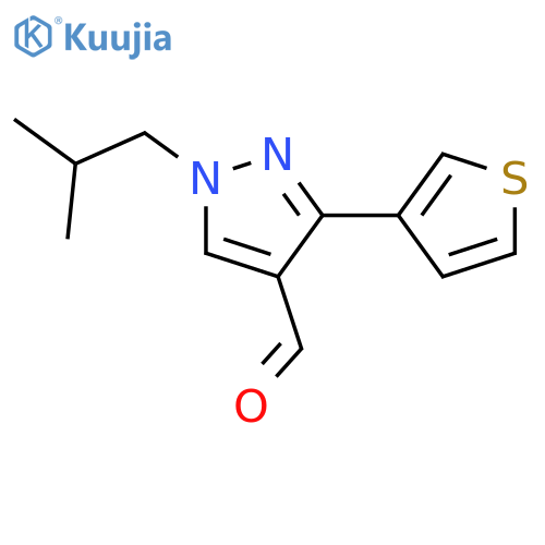 1-isobutyl-3-(thiophen-3-yl)-1H-pyrazole-4-carbaldehyde structure