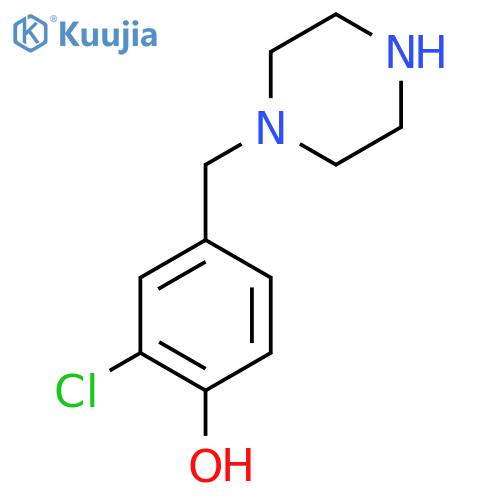 2-chloro-4-(piperazin-1-yl)methylphenol structure
