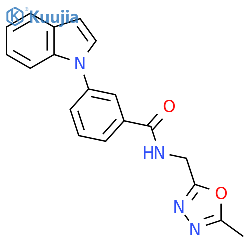 3-(1H-indol-1-yl)-N-(5-methyl-1,3,4-oxadiazol-2-yl)methylbenzamide structure