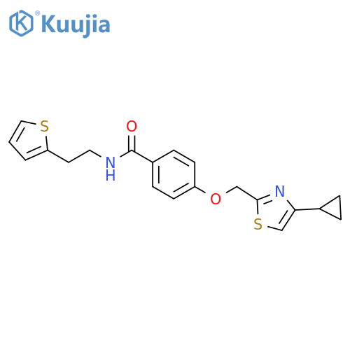 4-[(4-cyclopropyl-1,3-thiazol-2-yl)methoxy]-N-[2-(thiophen-2-yl)ethyl]benzamide structure