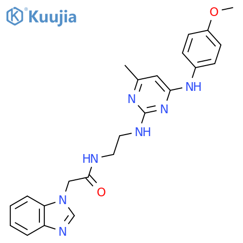 2-(1H-1,3-benzodiazol-1-yl)-N-2-({4-(4-methoxyphenyl)amino-6-methylpyrimidin-2-yl}amino)ethylacetamide structure