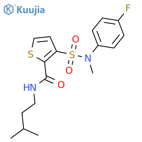 3-[(4-fluorophenyl)(methyl)sulfamoyl]-N-(3-methylbutyl)thiophene-2-carboxamide structure
