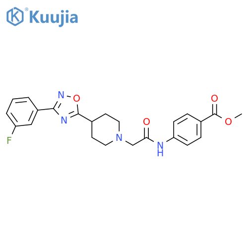 methyl 4-(2-{4-3-(3-fluorophenyl)-1,2,4-oxadiazol-5-ylpiperidin-1-yl}acetamido)benzoate structure
