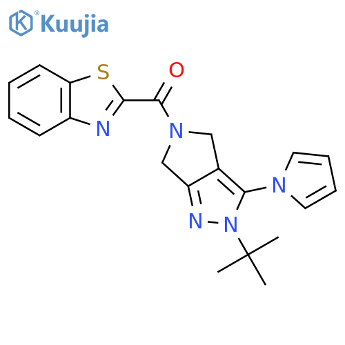 2-[2-tert-butyl-3-(1H-pyrrol-1-yl)-2H,4H,5H,6H-pyrrolo[3,4-c]pyrazole-5-carbonyl]-1,3-benzothiazole structure