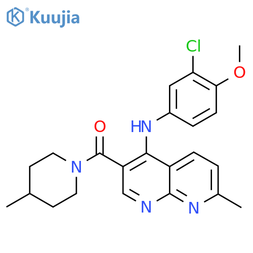 N-(3-chloro-4-methoxyphenyl)-7-methyl-3-(4-methylpiperidine-1-carbonyl)-1,8-naphthyridin-4-amine structure