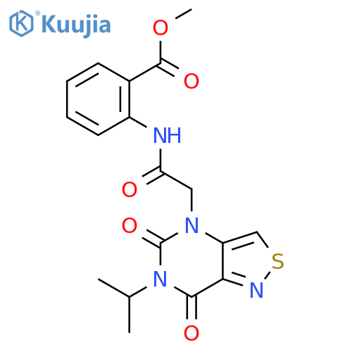 methyl 2-{2-5,7-dioxo-6-(propan-2-yl)-4H,5H,6H,7H-1,2thiazolo4,3-dpyrimidin-4-ylacetamido}benzoate structure