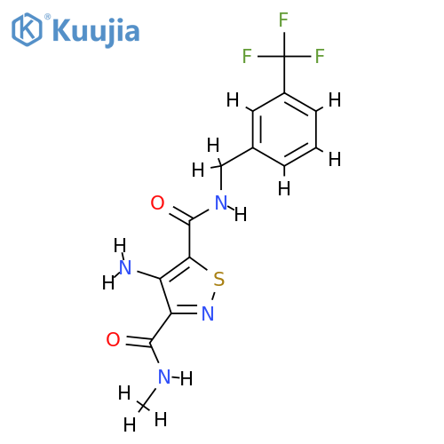 4-amino-N3-methyl-N5-{[3-(trifluoromethyl)phenyl]methyl}-1,2-thiazole-3,5-dicarboxamide structure