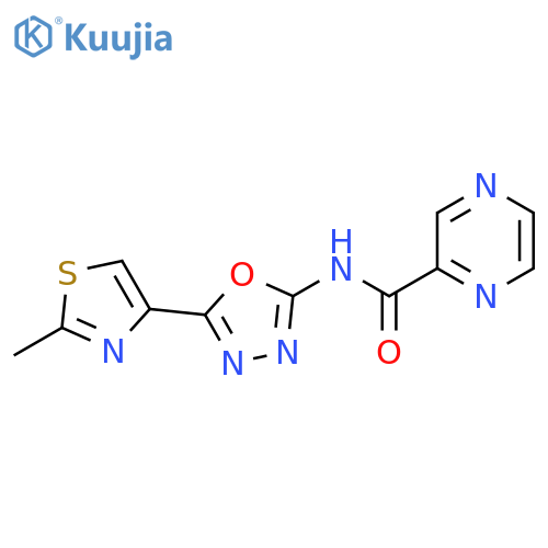 N-5-(2-methyl-1,3-thiazol-4-yl)-1,3,4-oxadiazol-2-ylpyrazine-2-carboxamide structure