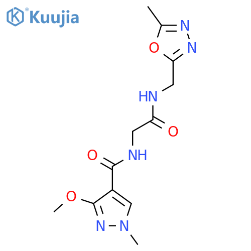 2-(3-methoxy-1-methyl-1H-pyrazol-4-yl)formamido-N-(5-methyl-1,3,4-oxadiazol-2-yl)methylacetamide structure