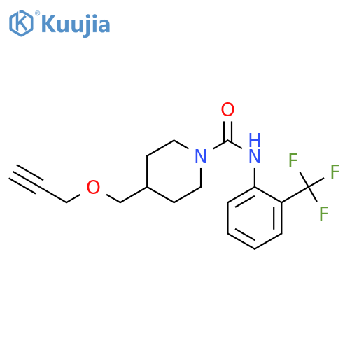 4-(prop-2-yn-1-yloxy)methyl-N-2-(trifluoromethyl)phenylpiperidine-1-carboxamide structure