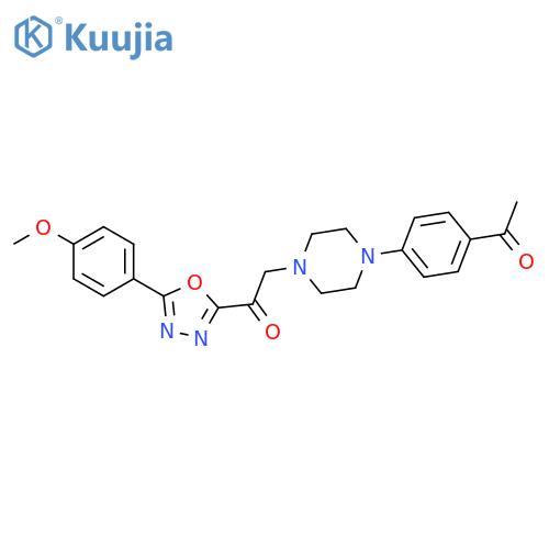 1-4-(4-acetylphenyl)piperazin-1-yl-2-5-(4-methoxyphenyl)-1,3,4-oxadiazol-2-ylethan-1-one structure