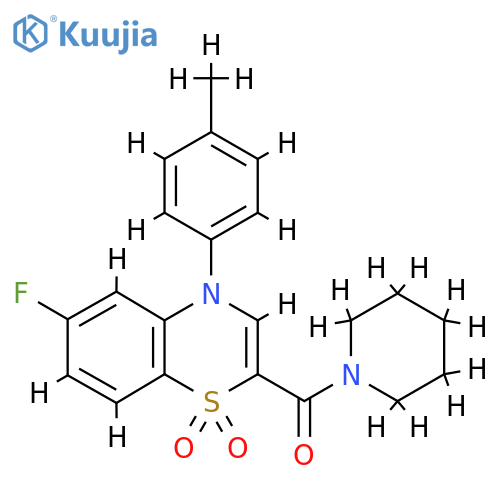 6-fluoro-4-(4-methylphenyl)-2-(piperidine-1-carbonyl)-4H-1lambda6,4-benzothiazine-1,1-dione structure