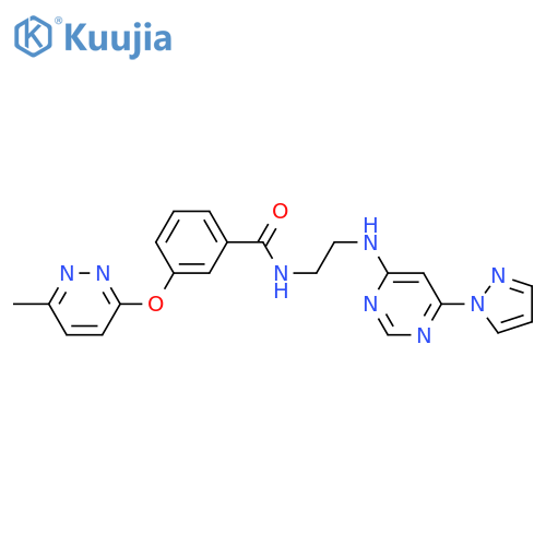3-(6-methylpyridazin-3-yl)oxy-N-(2-{6-(1H-pyrazol-1-yl)pyrimidin-4-ylamino}ethyl)benzamide structure