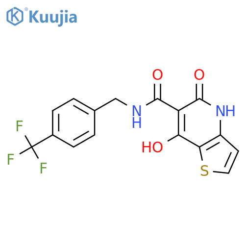 7-hydroxy-5-oxo-N-{4-(trifluoromethyl)phenylmethyl}-4H,5H-thieno3,2-bpyridine-6-carboxamide structure
